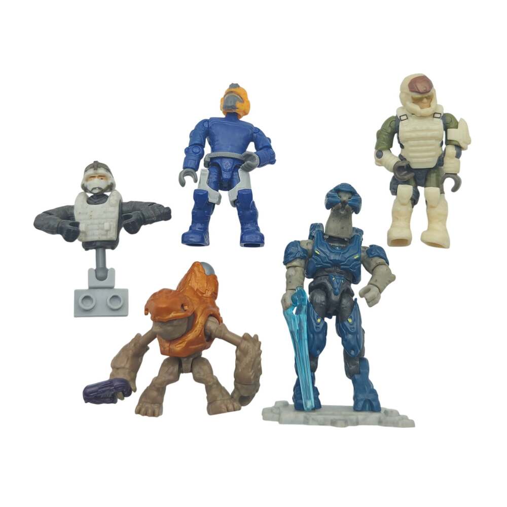 Mega Bloks Halo Lot of 5 Mini Figures Covenant Elite Grunt UNSC Energy Sword